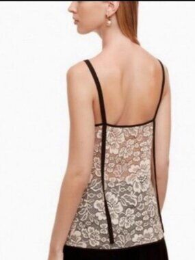 ARITZIA BABATON Halsmann Sheer Lace Floral Top, Size M